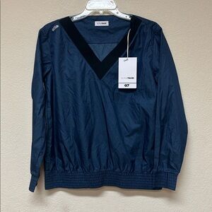Alphatauri NWT womans windbreaker Navy Long Sleeve V-Neck Top size XS oversized